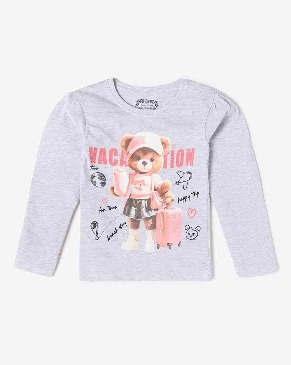 KG FRENDZ | Girls Vacation Print Regular Fit Round-Neck T-Shirt|0