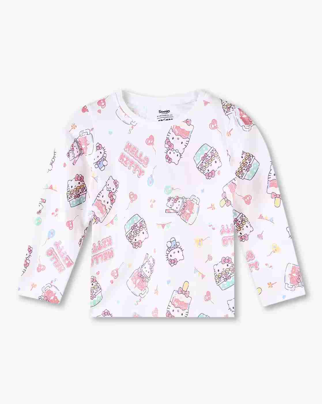 KG FRENDZ | Girls All-Over Hello Kitty Print Regular Fit Round-Neck T-Shirt|0