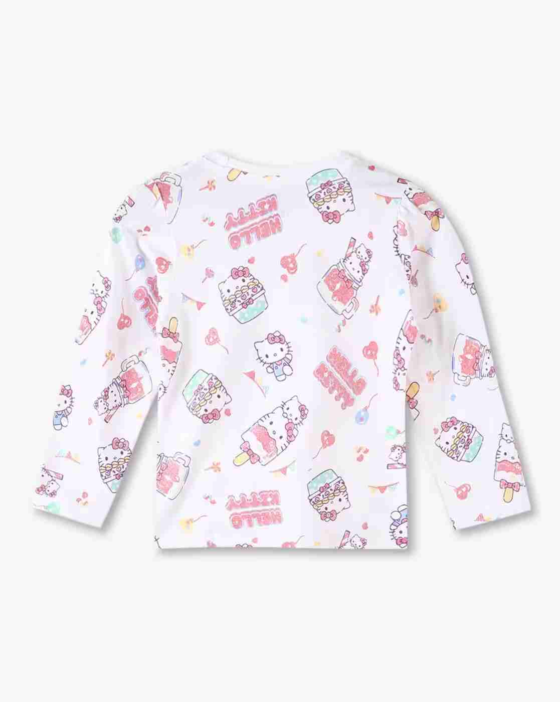 KG FRENDZ | Girls All-Over Hello Kitty Print Regular Fit Round-Neck T-Shirt|1