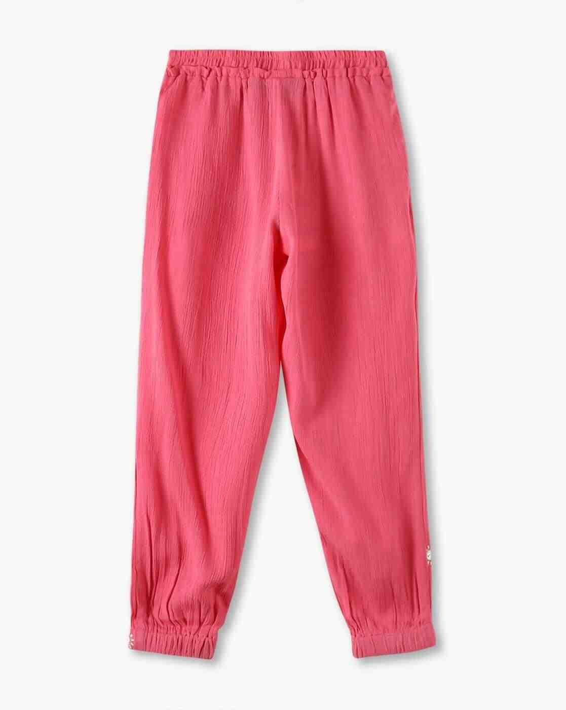 KG FRENDZ | Girls Embroidered Crinkled Regular Fit Jogger Pants|1