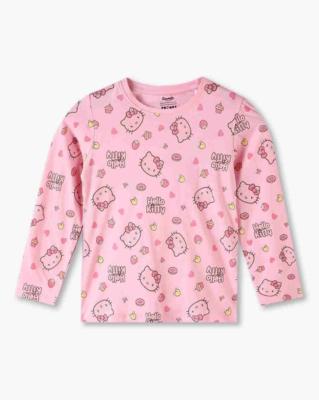 KG FRENDZ | Girls Hello Kitty Print Regular Fit Round-Neck T-Shirt|0