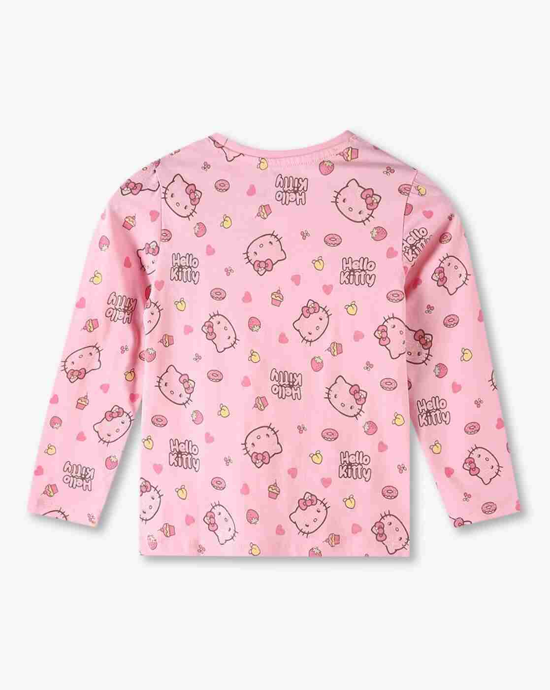 KG FRENDZ | Girls Hello Kitty Print Regular Fit Round-Neck T-Shirt|1