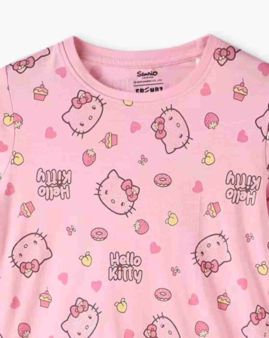 KG FRENDZ | Girls Hello Kitty Print Regular Fit Round-Neck T-Shirt|2