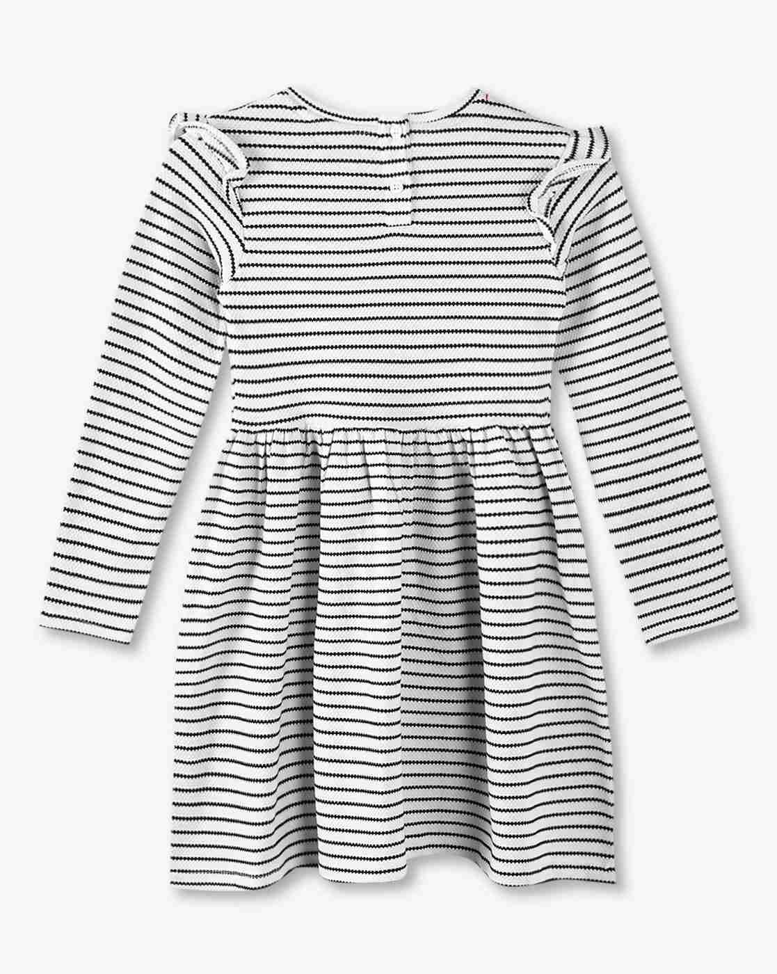 KG FRENDZ | Girls Popcorn Striped Fit & Flare Dress|1