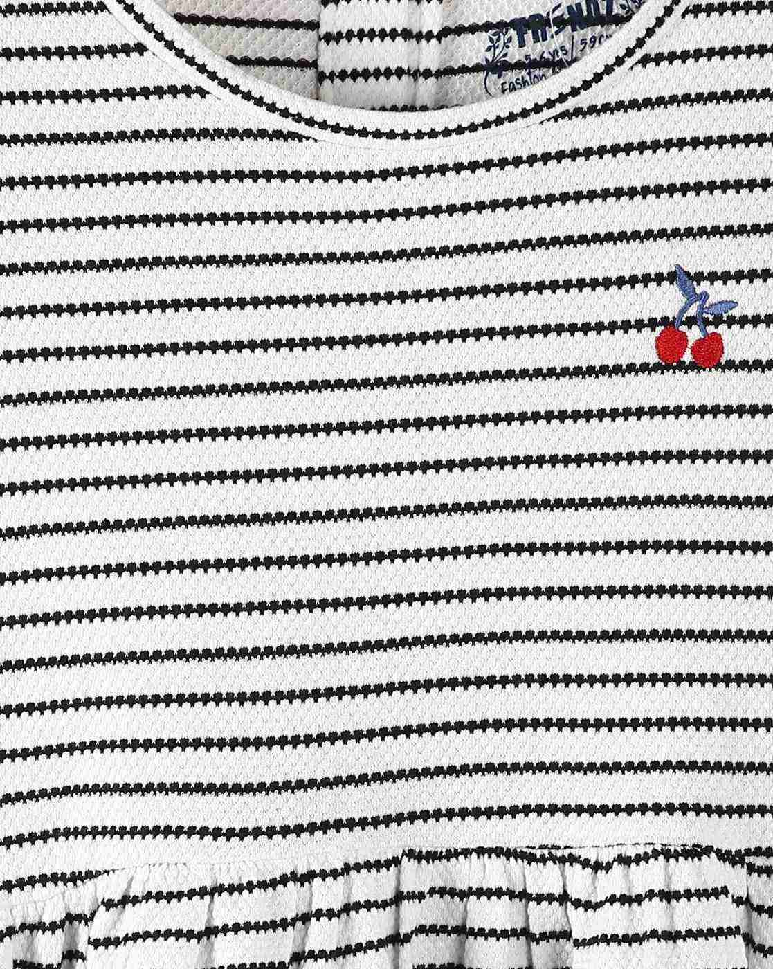 KG FRENDZ | Girls Popcorn Striped Fit & Flare Dress|2