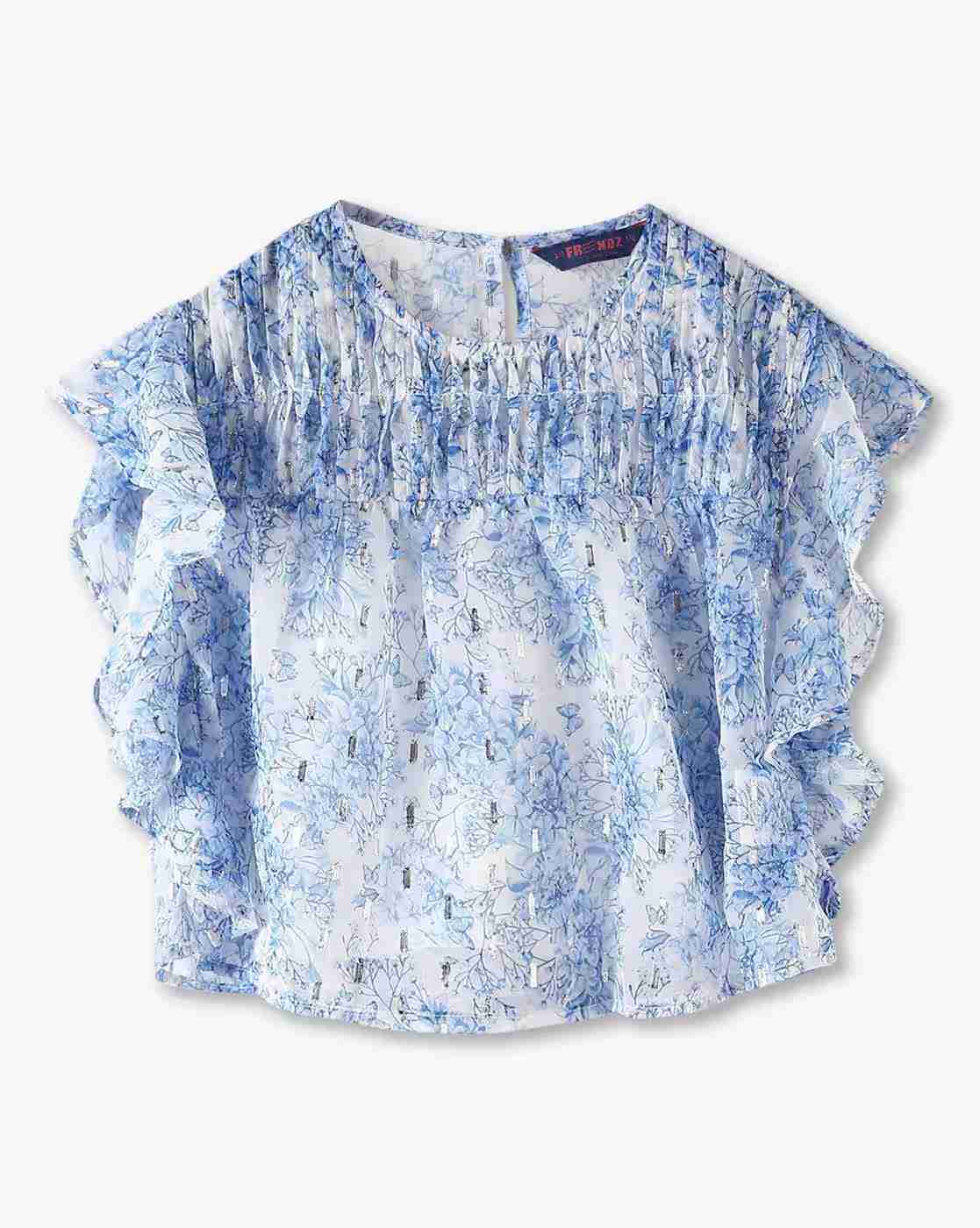 KG FRENDZ | Girls Floral Print Relaxed Fit Kaftan Top with Camisole|0