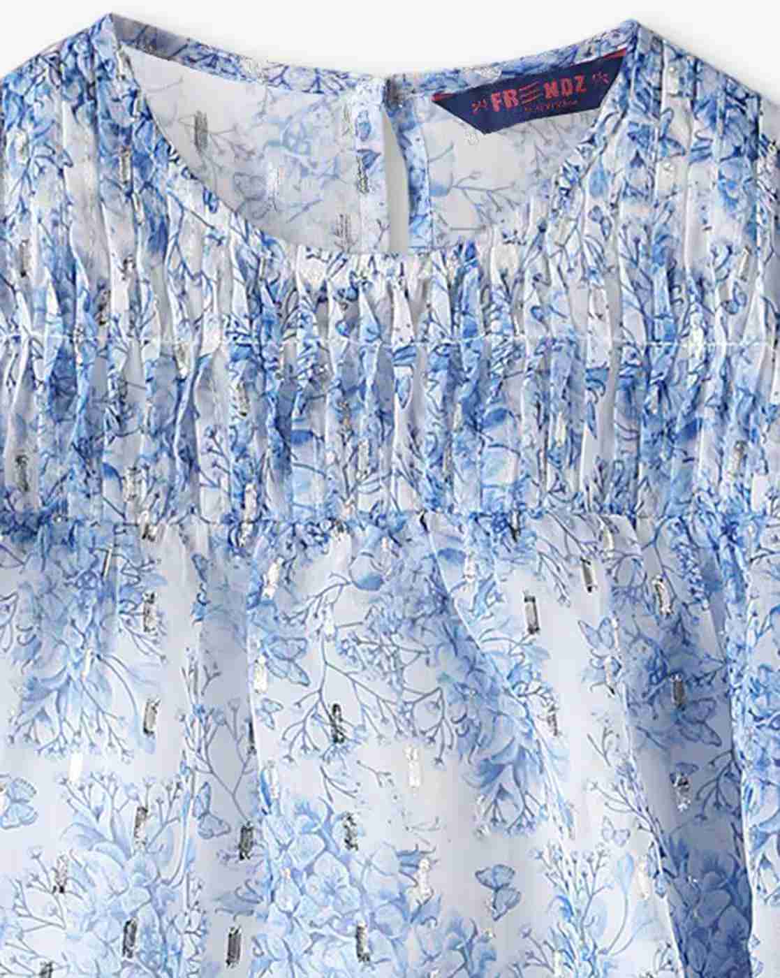 KG FRENDZ | Girls Floral Print Relaxed Fit Kaftan Top with Camisole|4