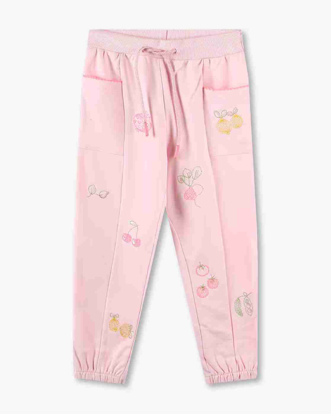 KG FRENDZ | Girls Flat-Front Joggers with Embroidery|0