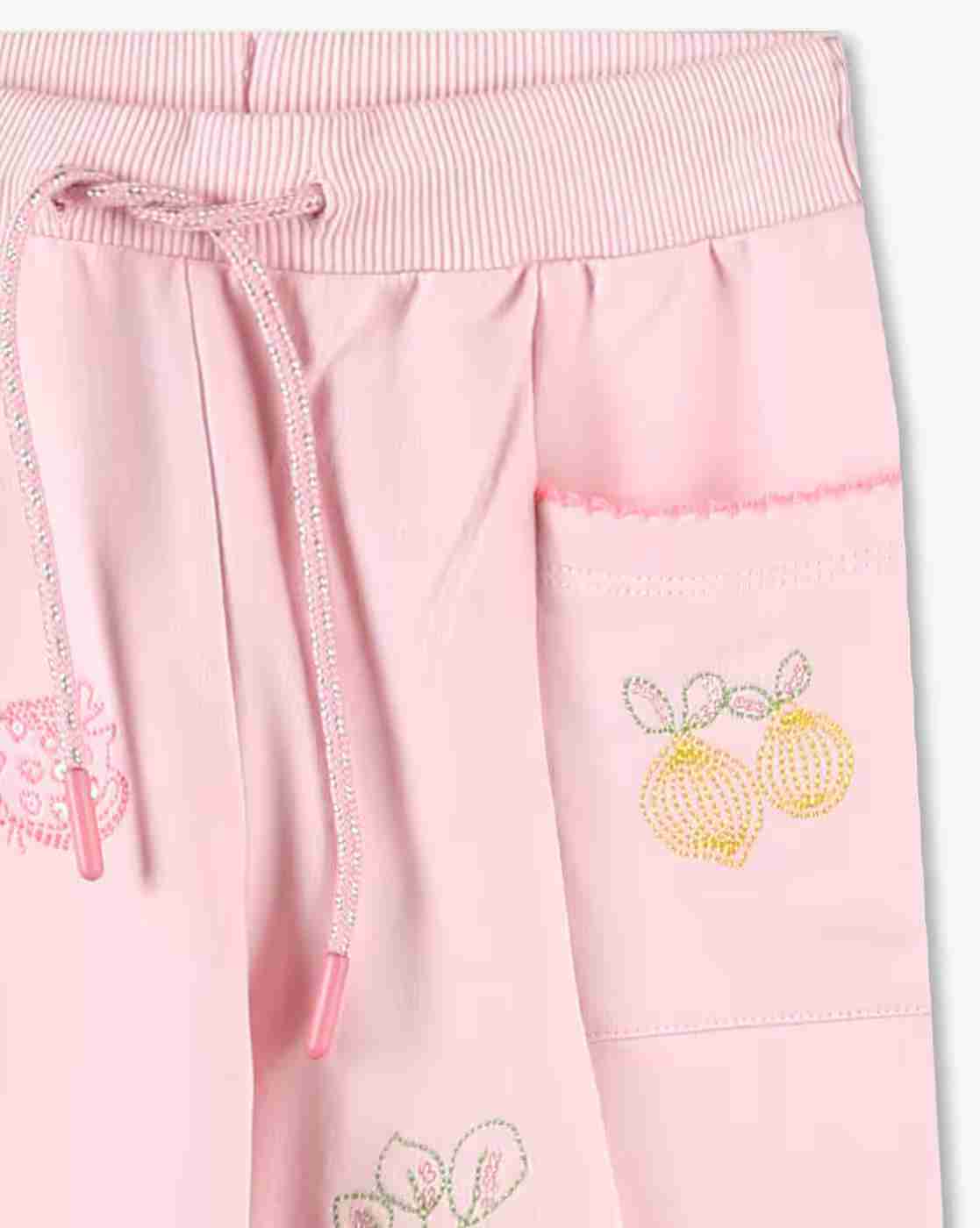 KG FRENDZ | Girls Flat-Front Joggers with Embroidery|2