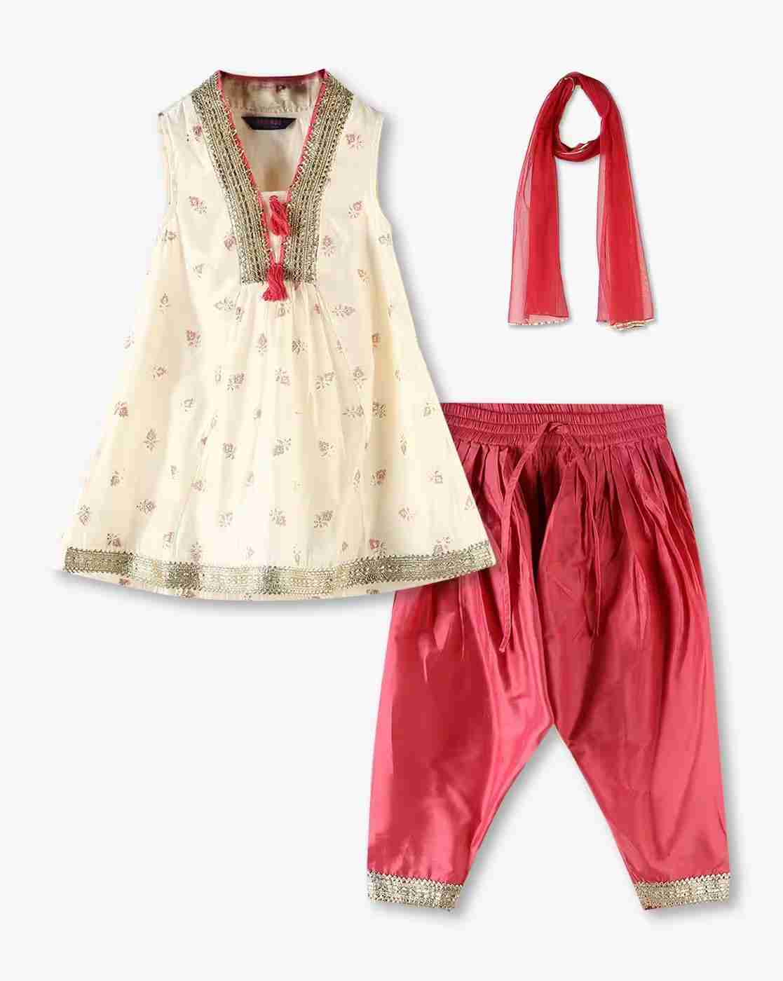 KG FRENDZ | Girls Printed A-Line Kurta & Pants with Dupatta|0