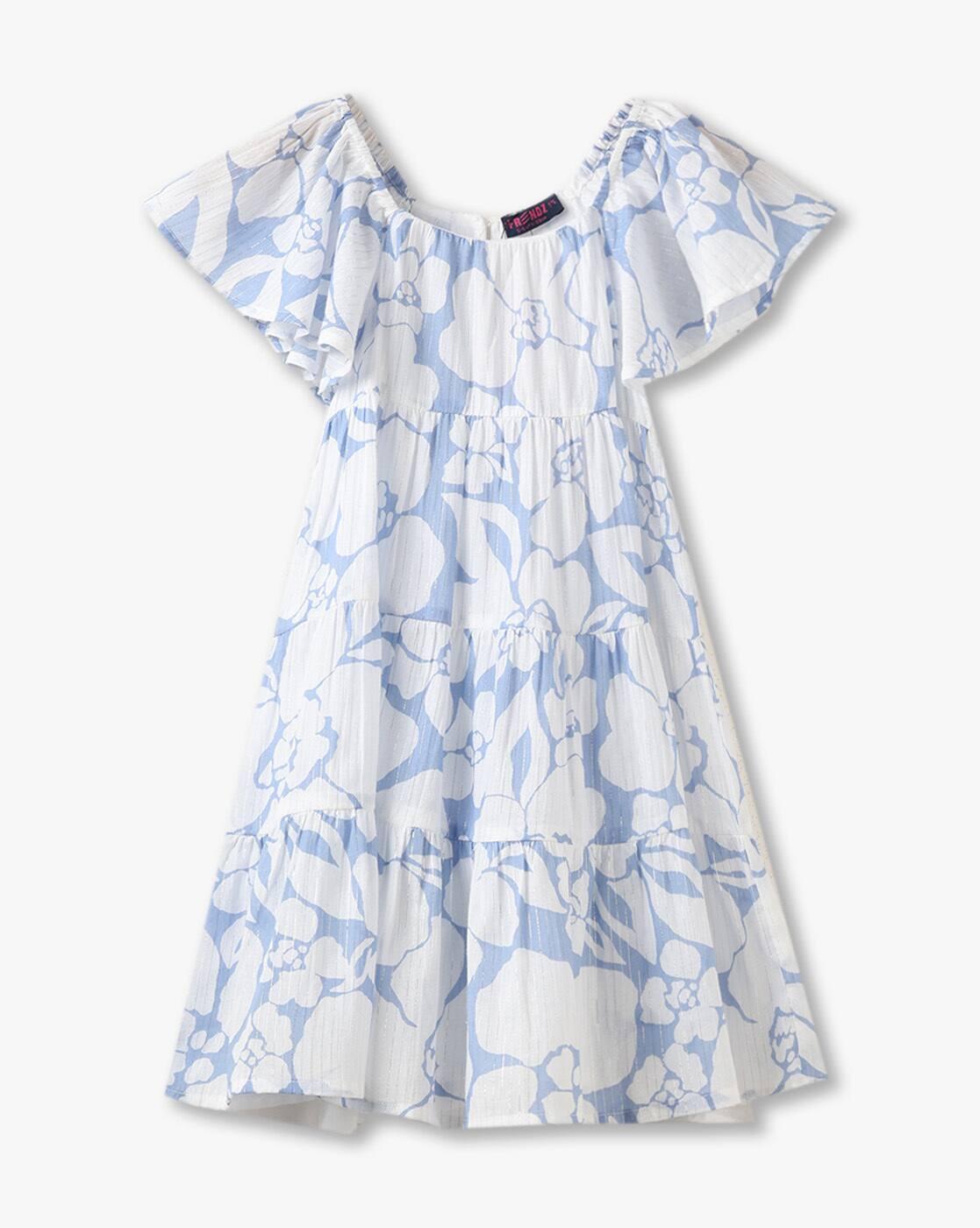 KG FRENDZ | Girls Floral Print Tiered Dress|0