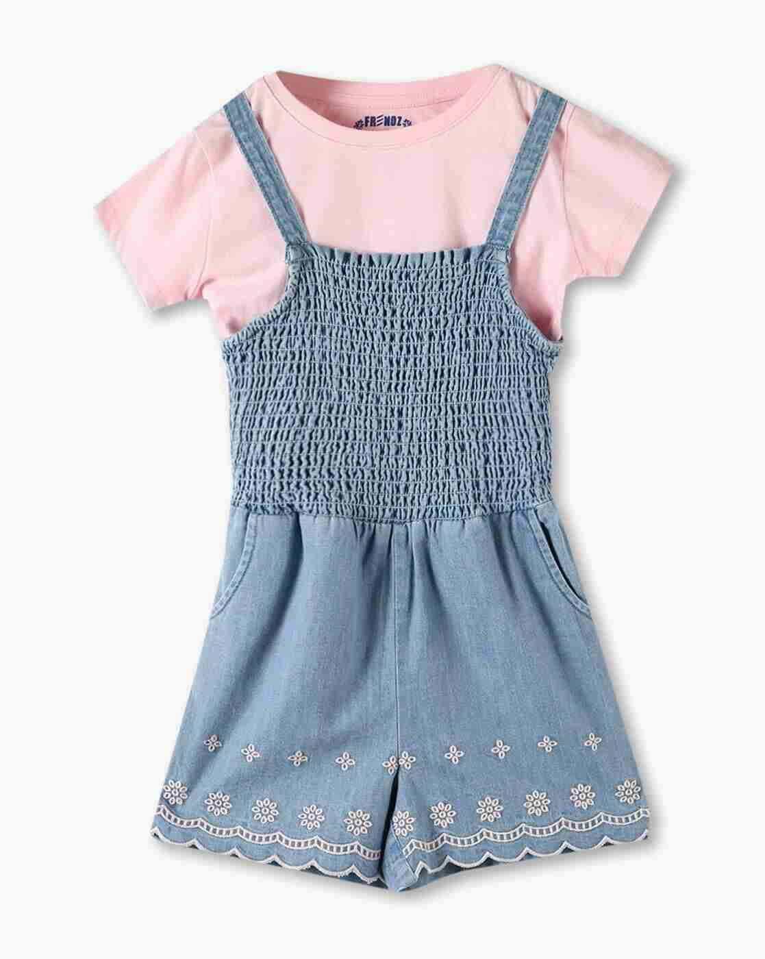KG FRENDZ | Girls Dungaree with Scallop Hem|0