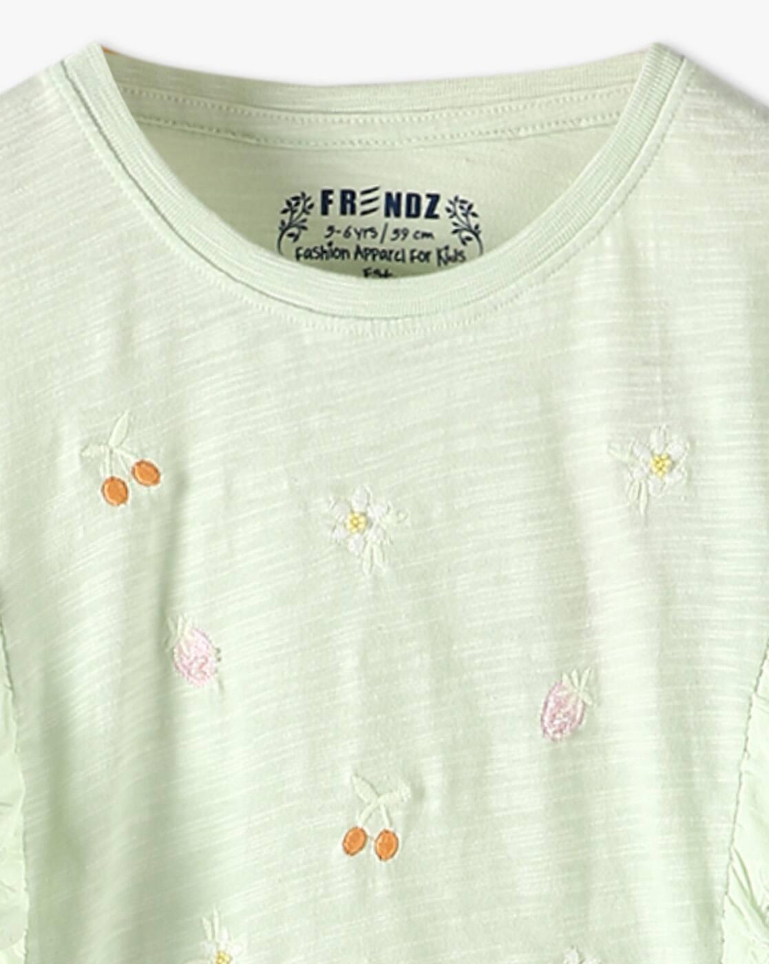 KG FRENDZ | Girls Embroidered Boxy Fit Round-Neck T-Shirt|2