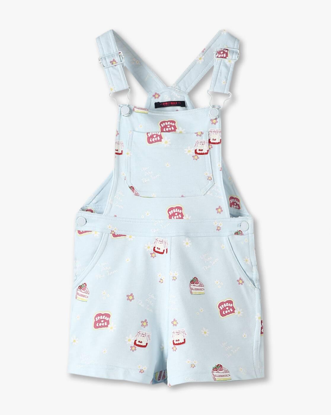 KG FRENDZ | Girls Printed Dungaree with T-Shirt|3