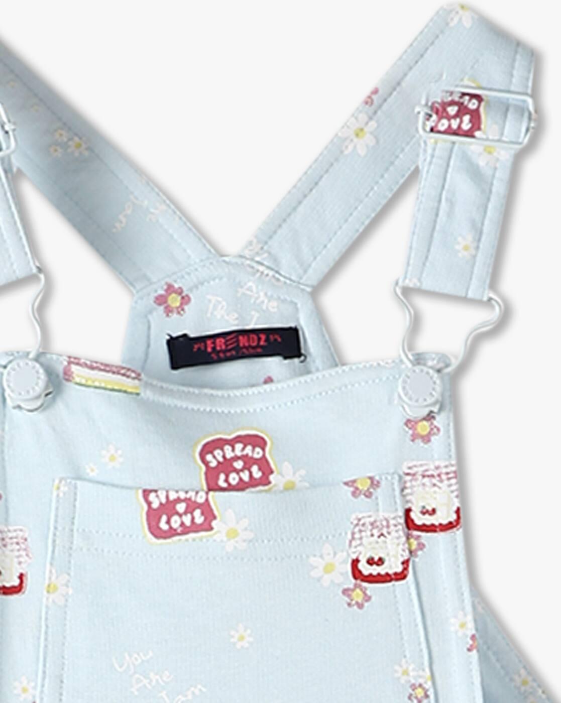 KG FRENDZ | Girls Printed Dungaree with T-Shirt|5