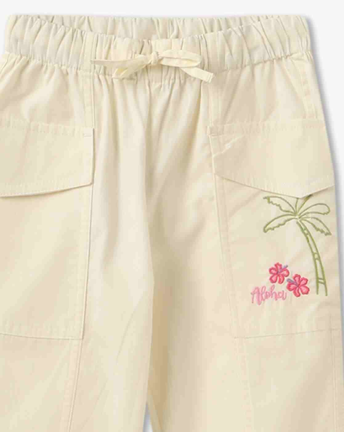 KG FRENDZ | Girls Embroidered Joggers with Drawstring Waist|2