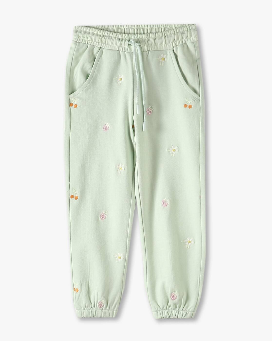 KG FRENDZ | Girls Embroidered Joggers with Drawstring Waist|0