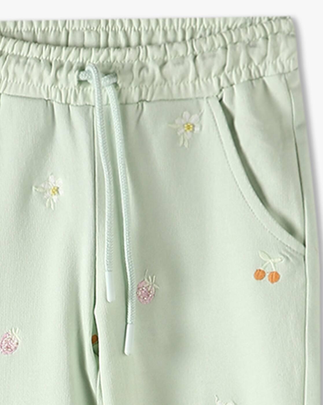KG FRENDZ | Girls Embroidered Joggers with Drawstring Waist|2