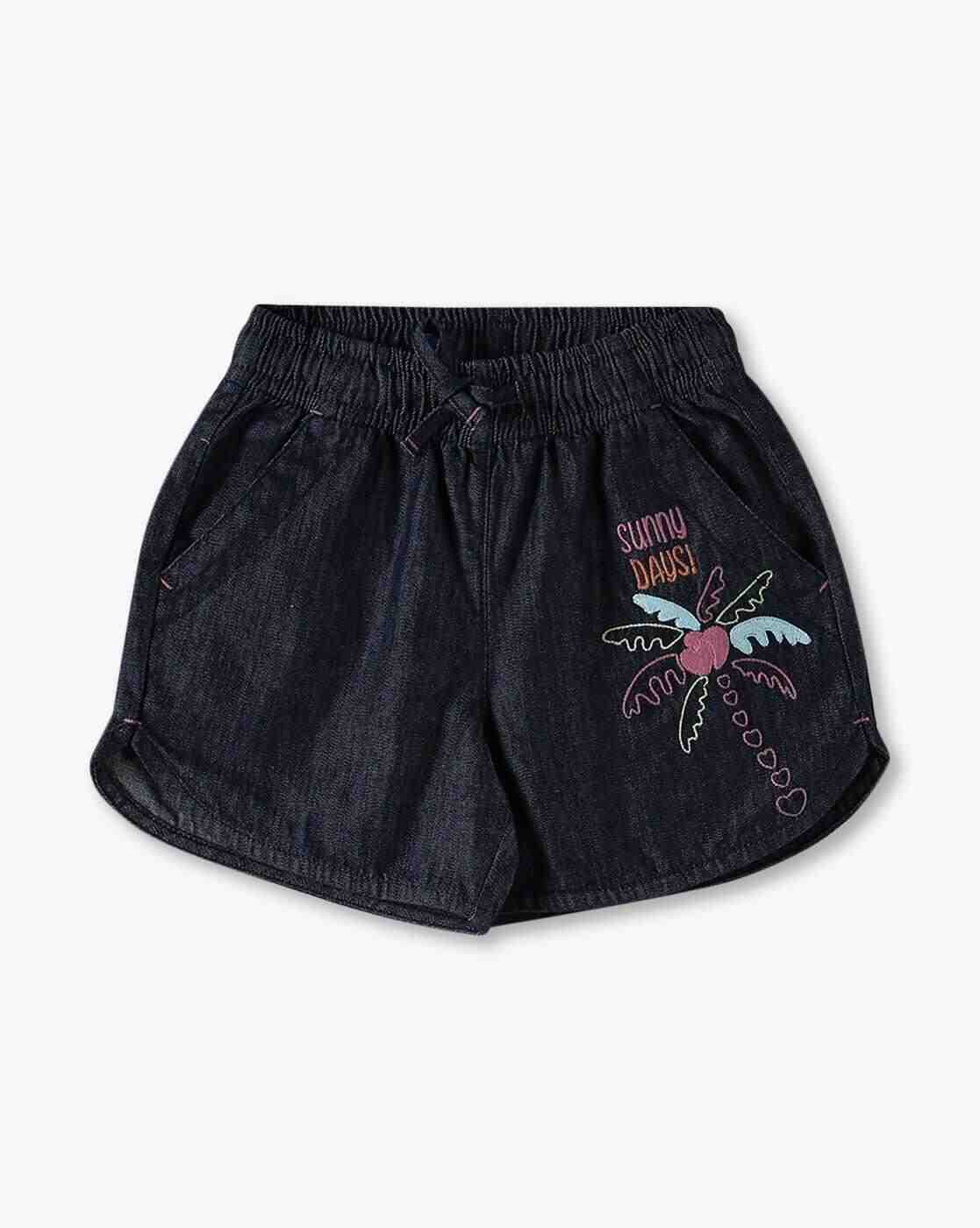 KG FRENDZ | Girls Embroidered Regular Fit Shorts|0