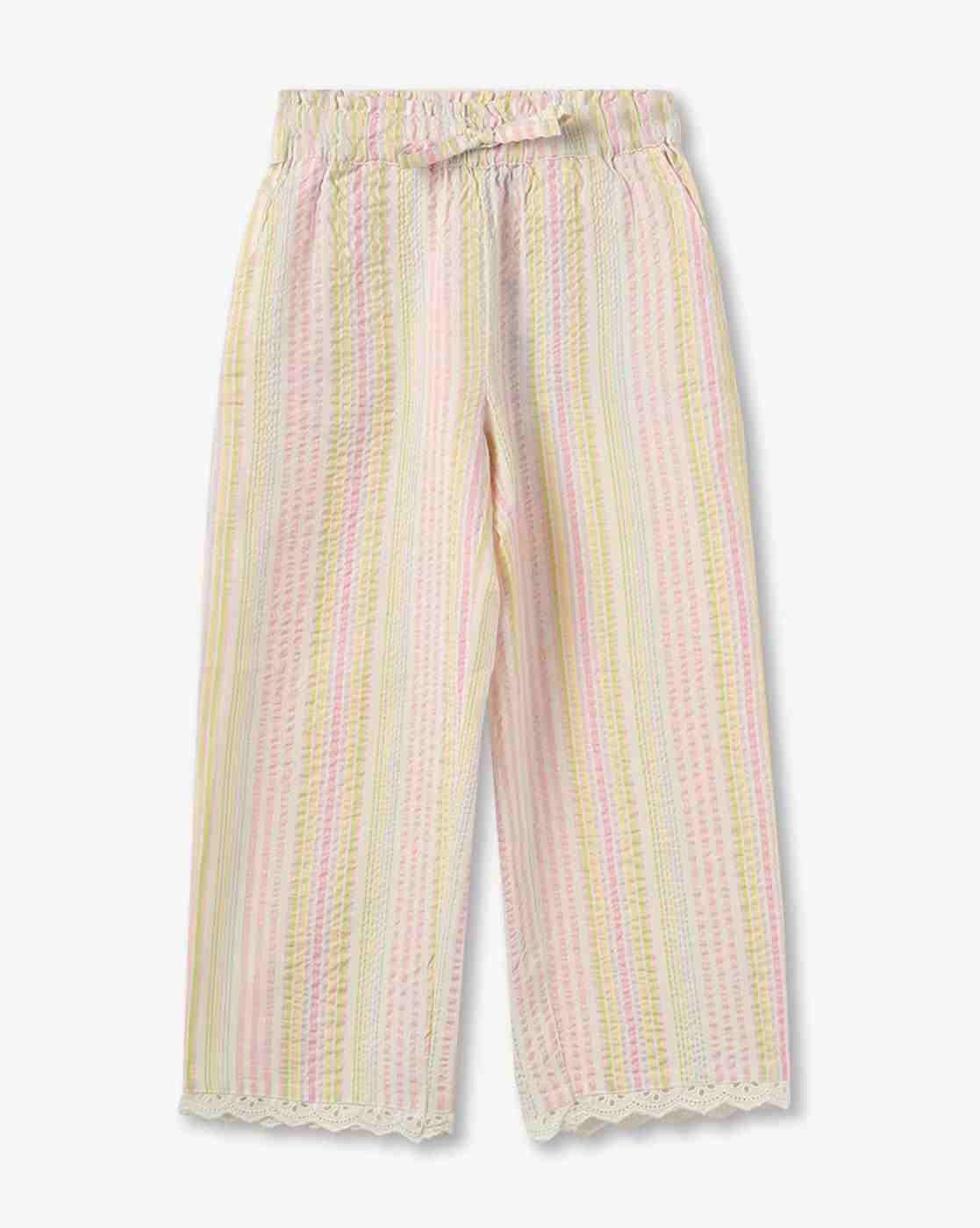 KG FRENDZ | Girls Striped Wide-Leg Track Pants|0