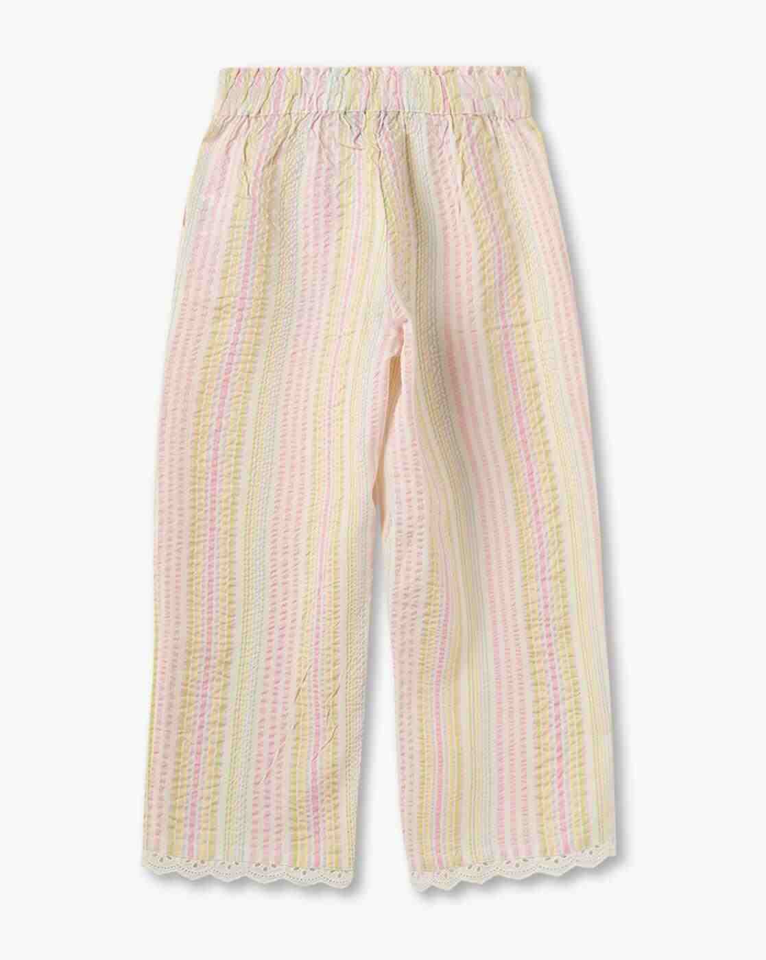 KG FRENDZ | Girls Striped Wide-Leg Track Pants|1