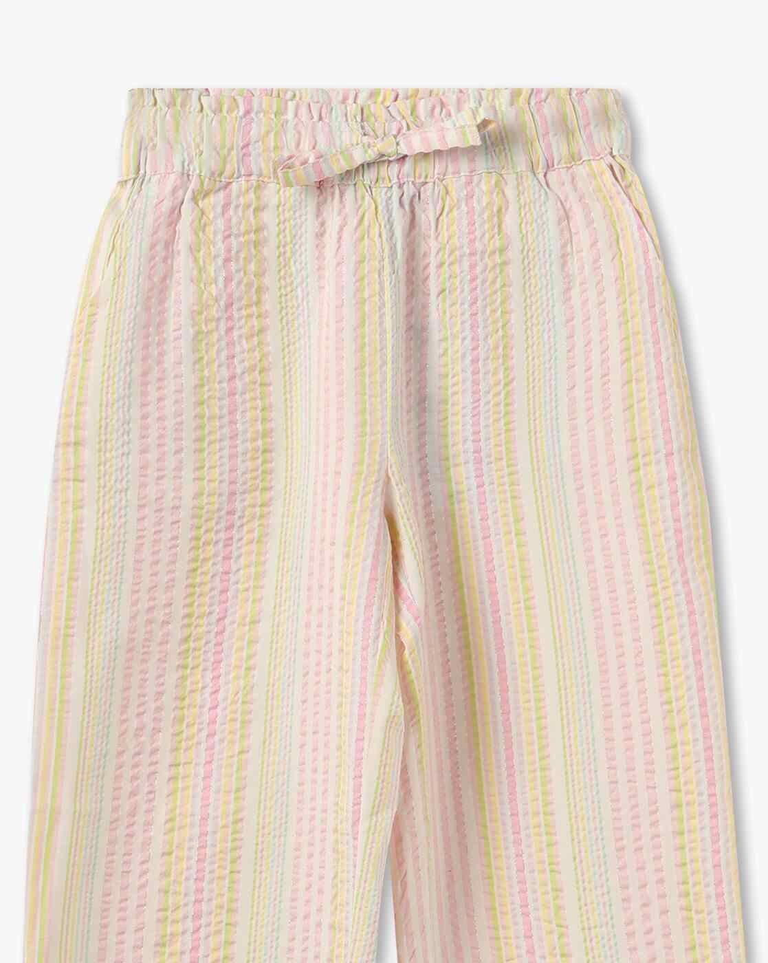KG FRENDZ | Girls Striped Wide-Leg Track Pants|2