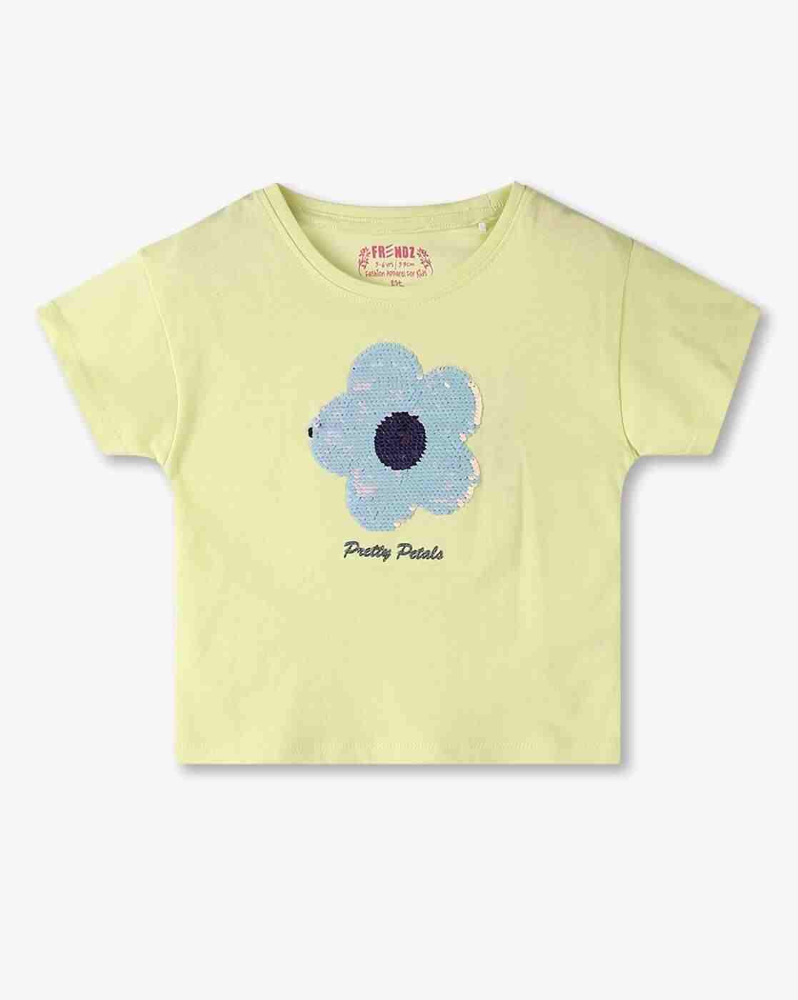 KG FRENDZ | Girls Embellished Regular Fit Reversible Round-Neck T-Shirt|2