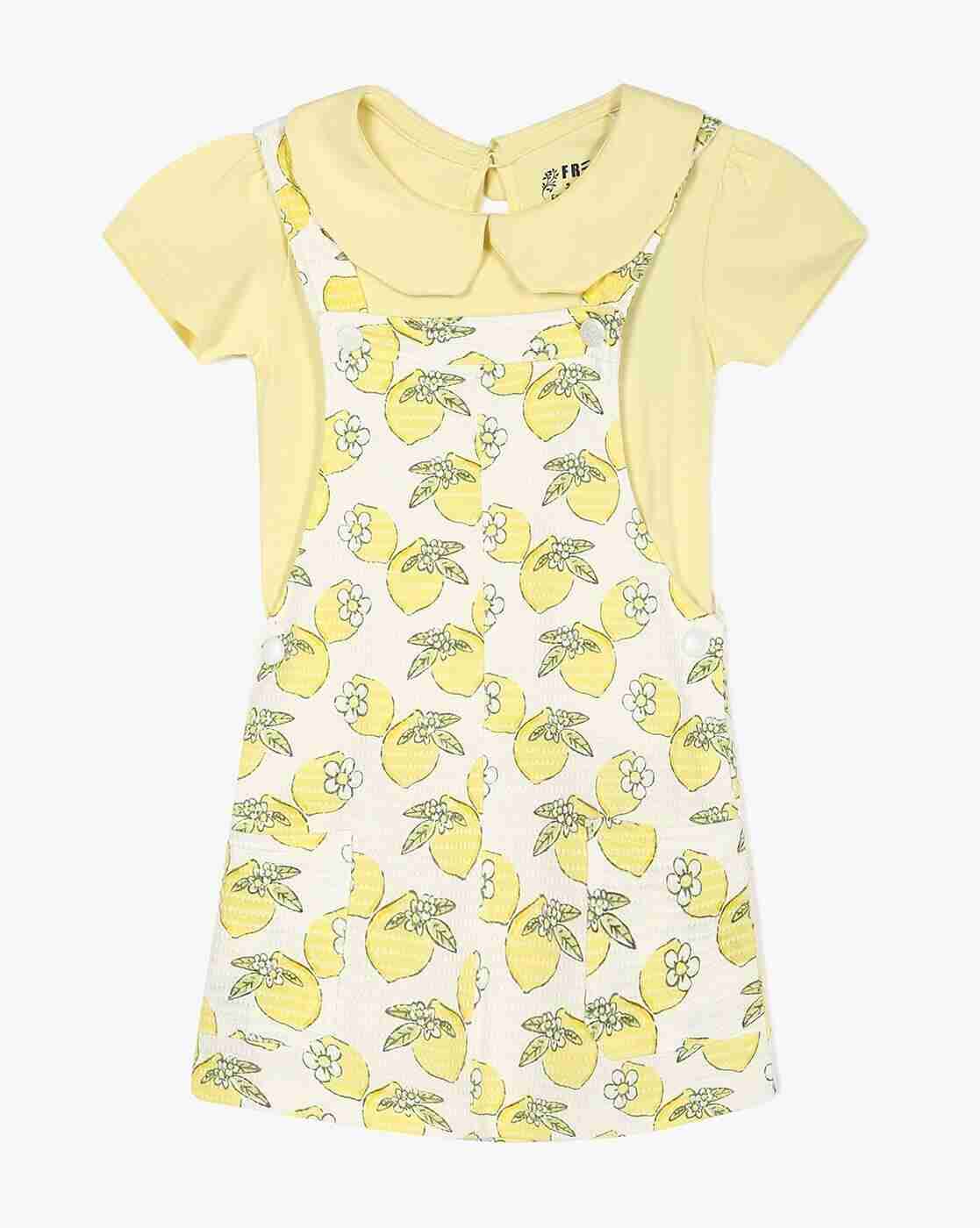 KG FRENDZ | Girls Printed Dungaree with T-Shirt|0