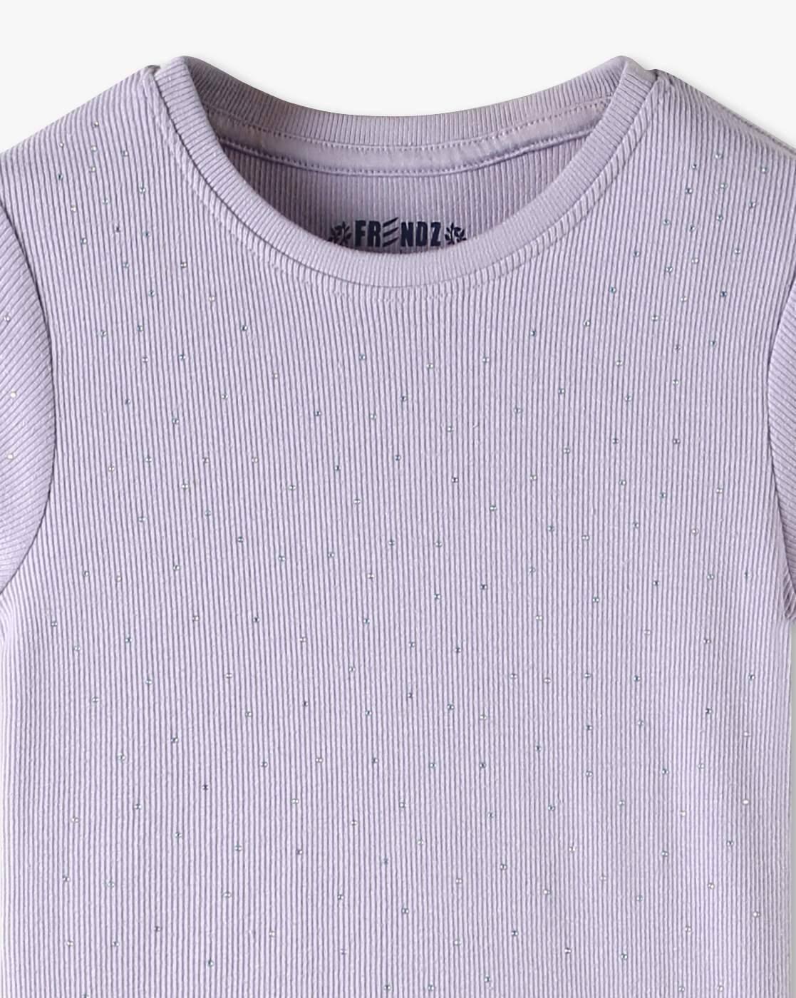 KG FRENDZ | Girls Rib Rhinestone Tee|2