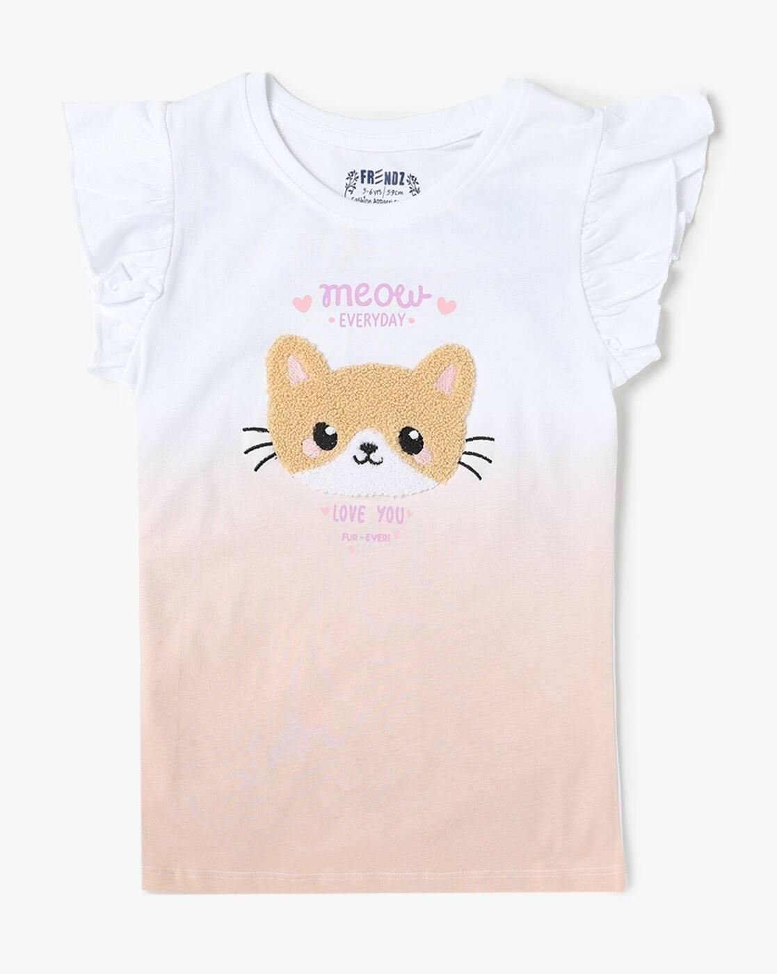 KG FRENDZ | Girls Graphic Print Regular Fit Round-Neck T-Shirt|0