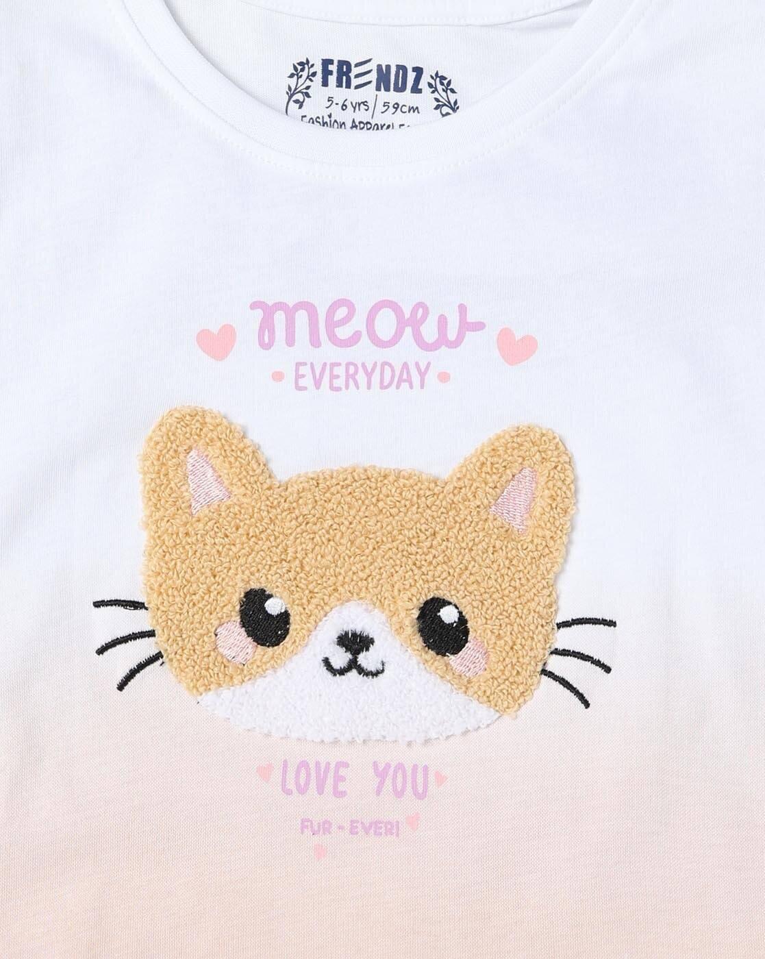 KG FRENDZ | Girls Graphic Print Regular Fit Round-Neck T-Shirt|2