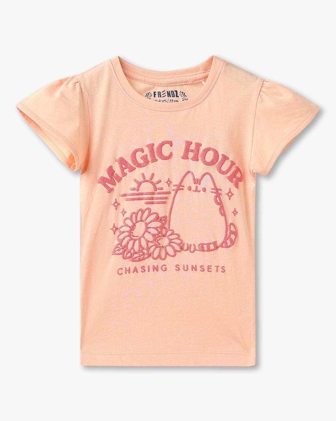 KG FRENDZ | Girls Graphic Print Regular Fit Round-Neck T-Shirt|0