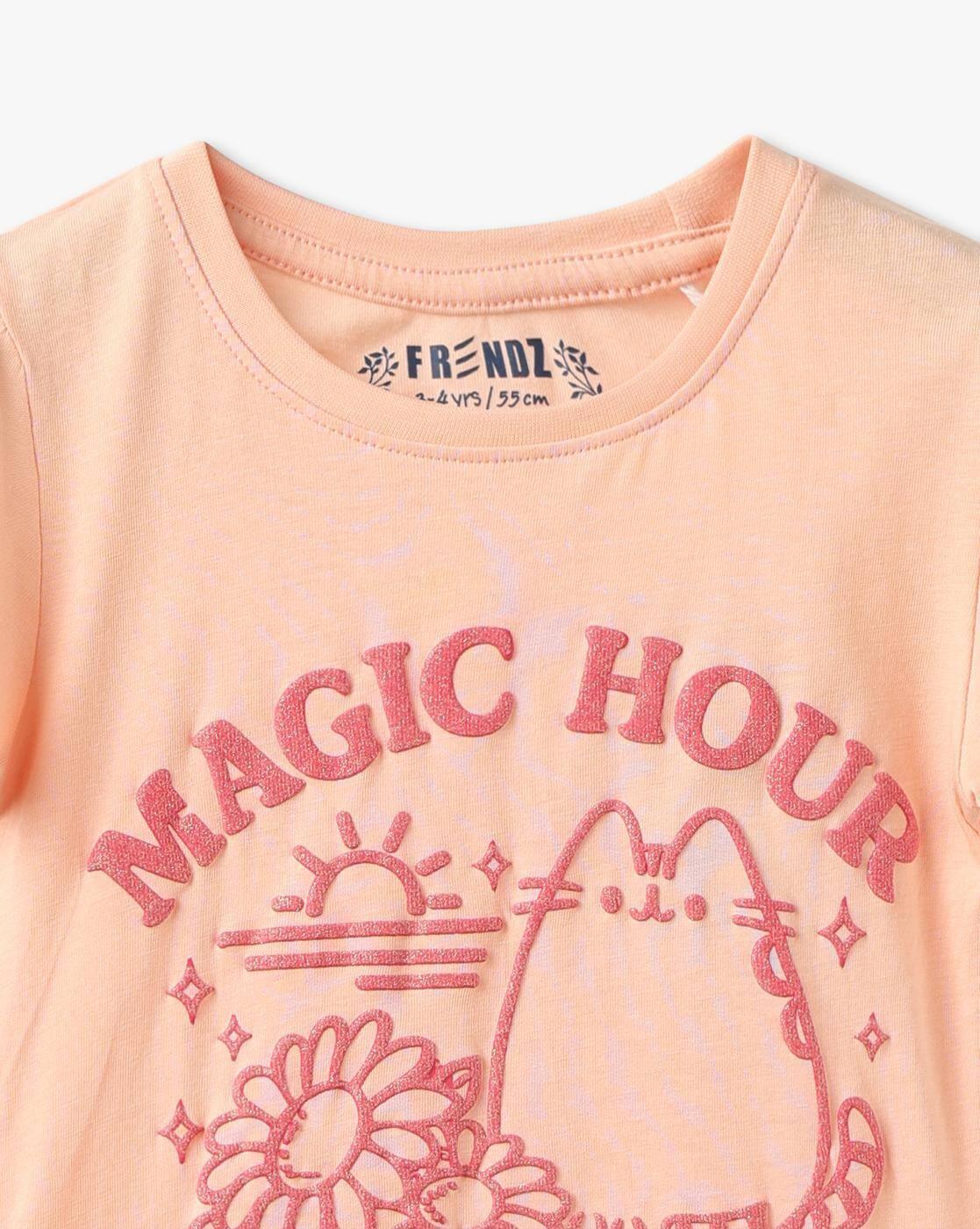 KG FRENDZ | Girls Graphic Print Regular Fit Round-Neck T-Shirt|2