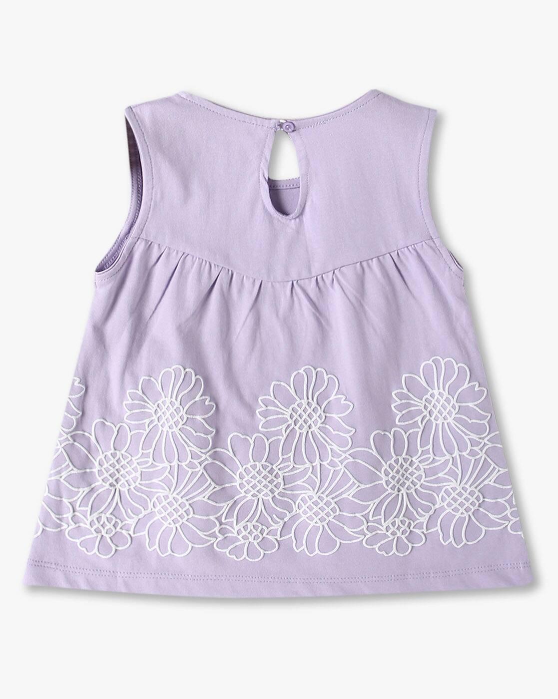 KG FRENDZ | Girls Floral Embroidered Regular Fit Round-Neck T-Shirt|1