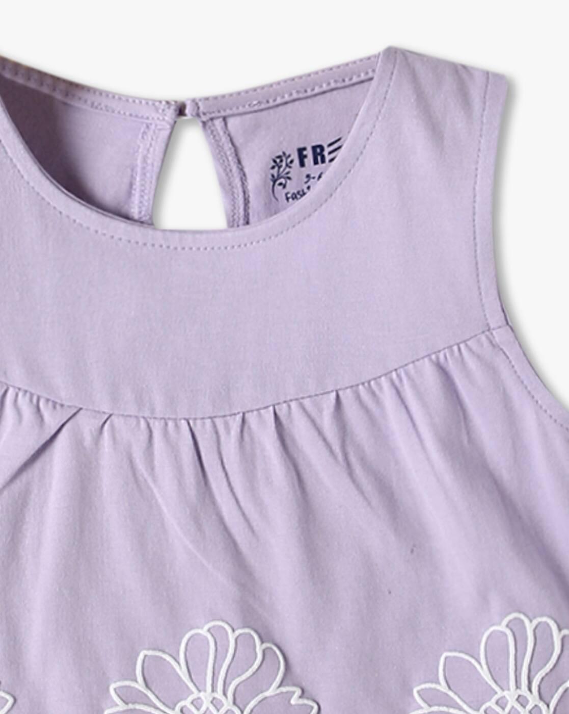KG FRENDZ | Girls Floral Embroidered Regular Fit Round-Neck T-Shirt|2