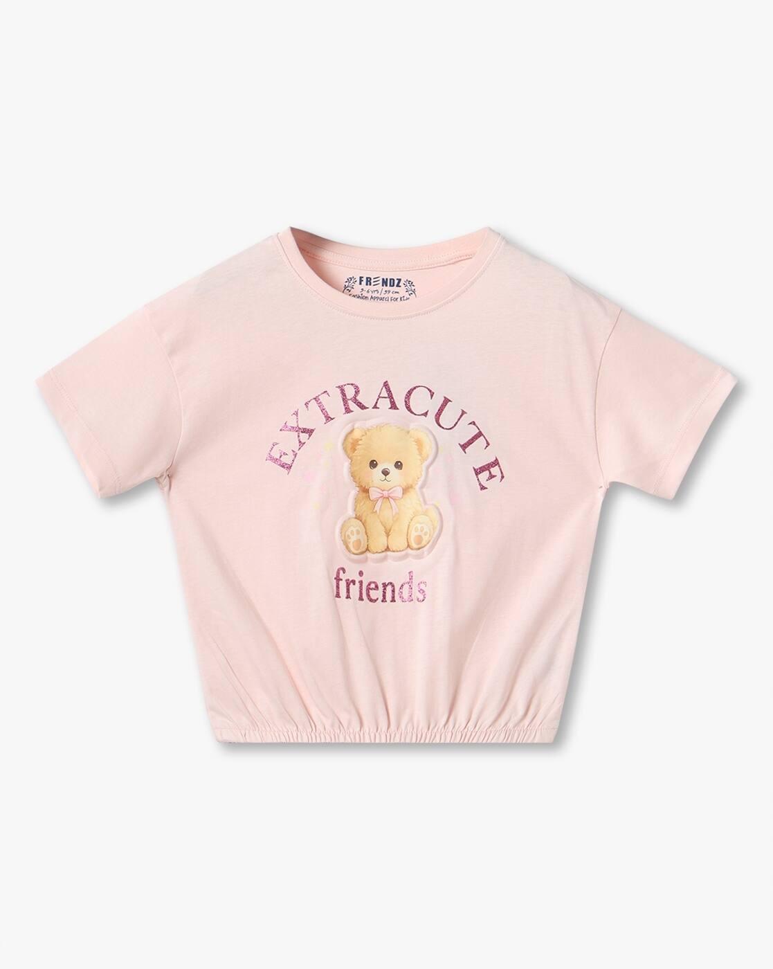 KG FRENDZ | Girls Graphic Print Regular Fit Round-Neck T-Shirt|0
