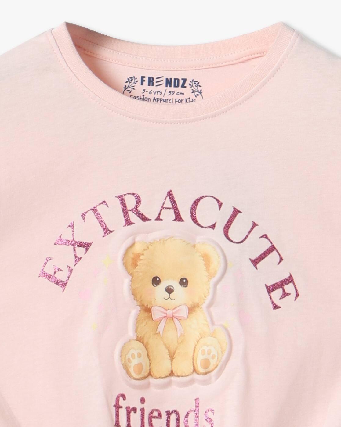 KG FRENDZ | Girls Graphic Print Regular Fit Round-Neck T-Shirt|2