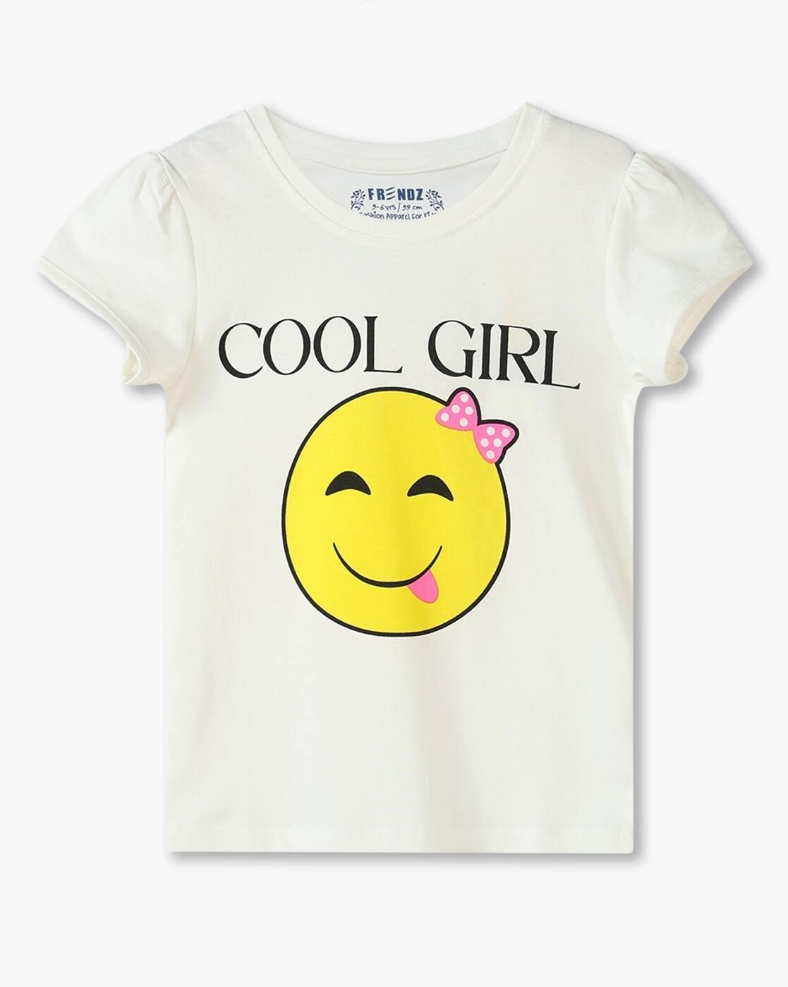 KG FRENDZ | Girls Typographic Print Regular Fit Round-Neck T-Shirt|0