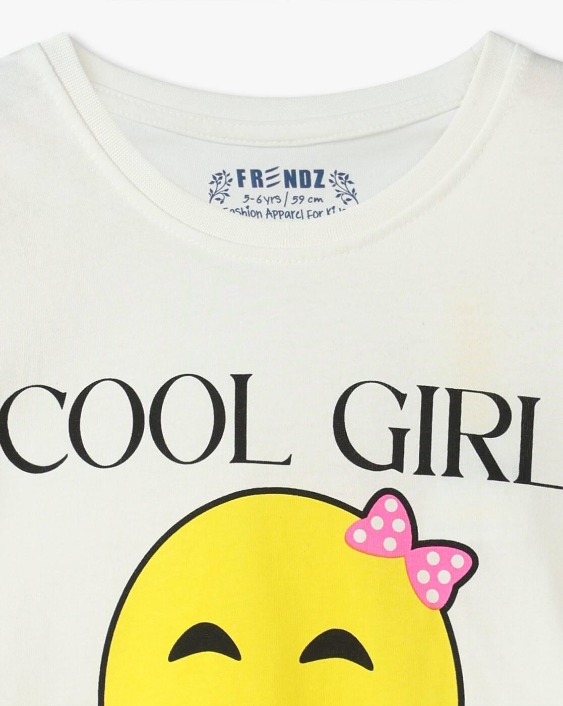 KG FRENDZ | Girls Typographic Print Regular Fit Round-Neck T-Shirt|2