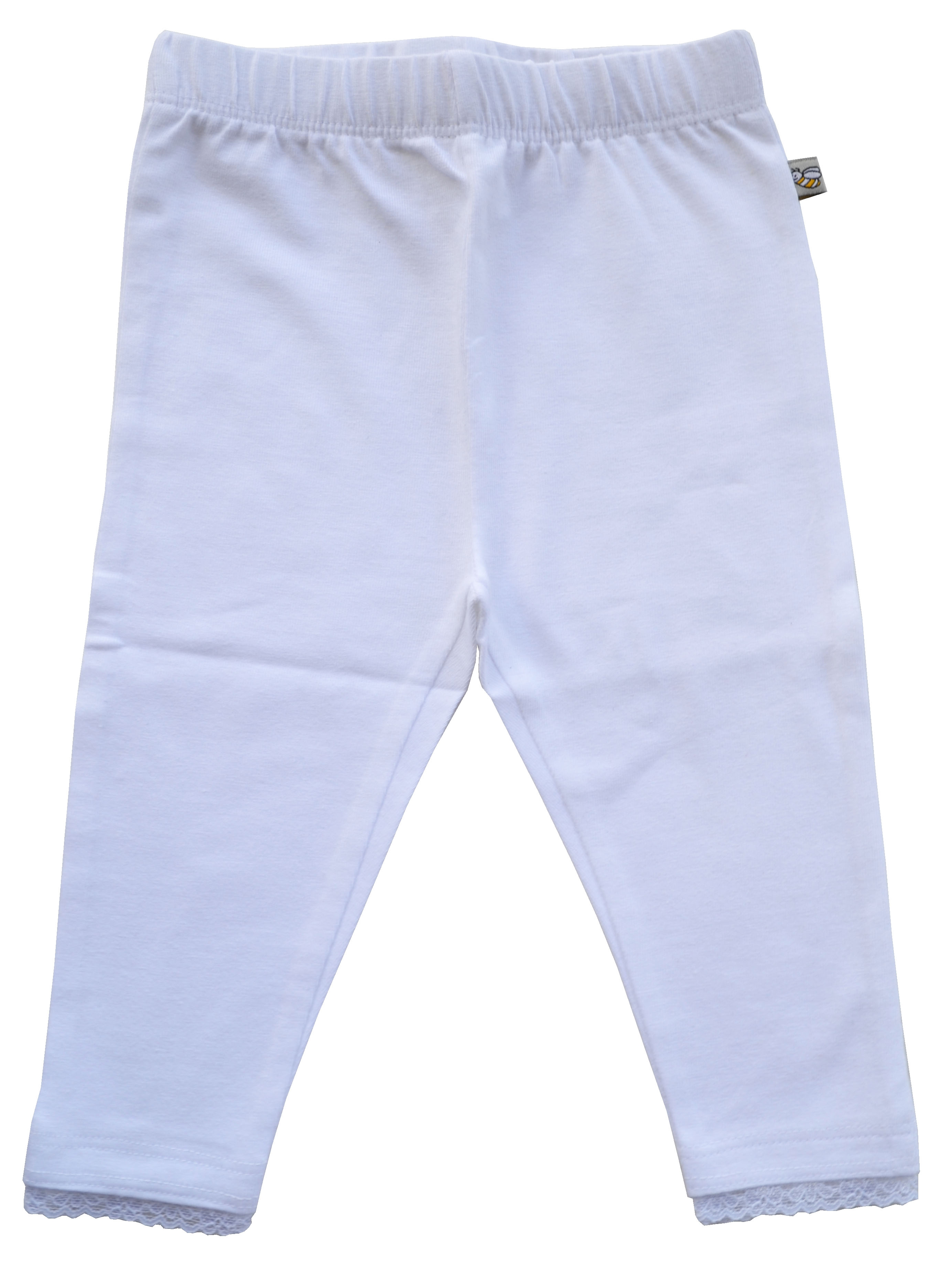 Girls White Solid Leggings (95% Cotton 5%Elasthan Jersey)