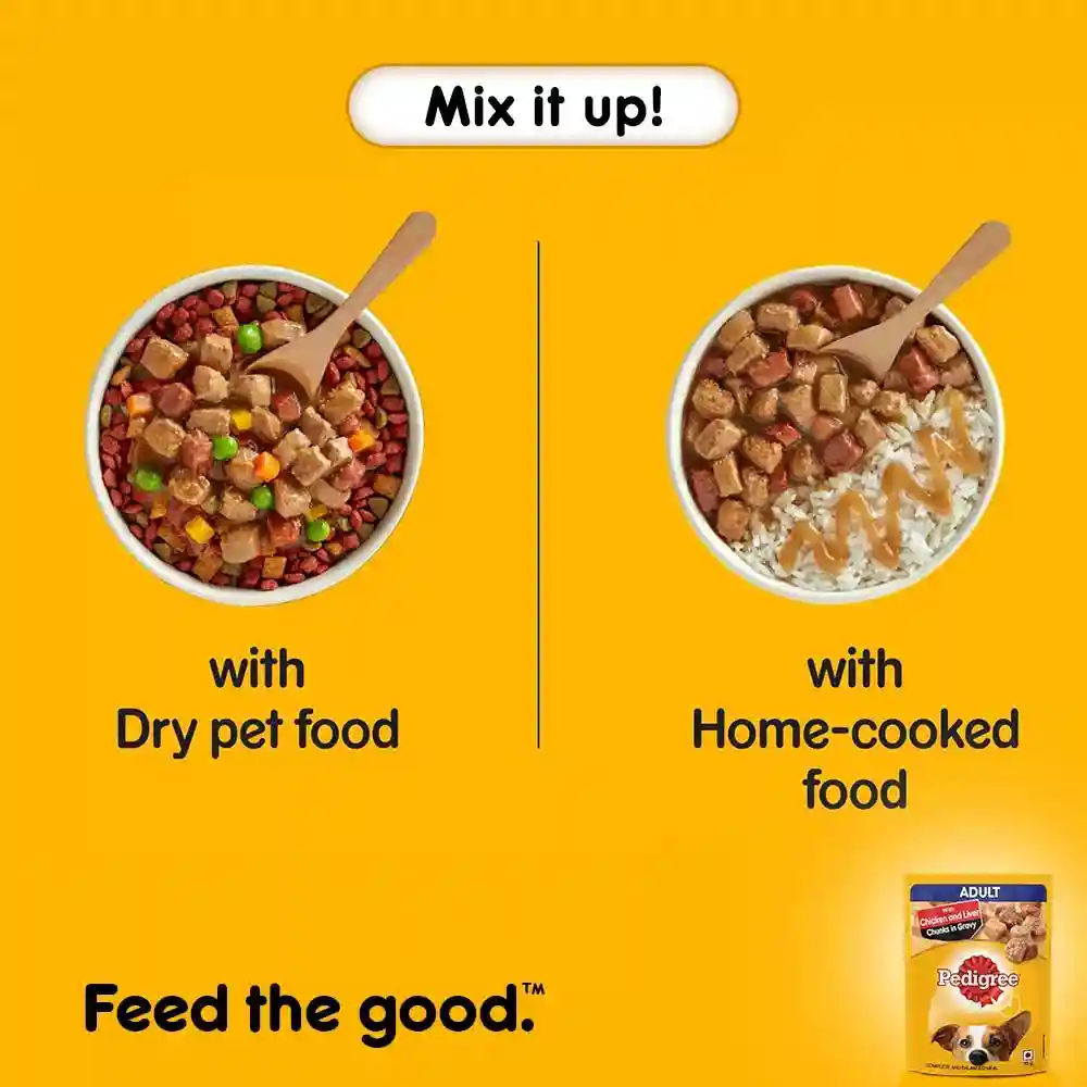 Pedigree Adult Chicken & Liver Chunks In Gravy Wet Dog Food, 350g