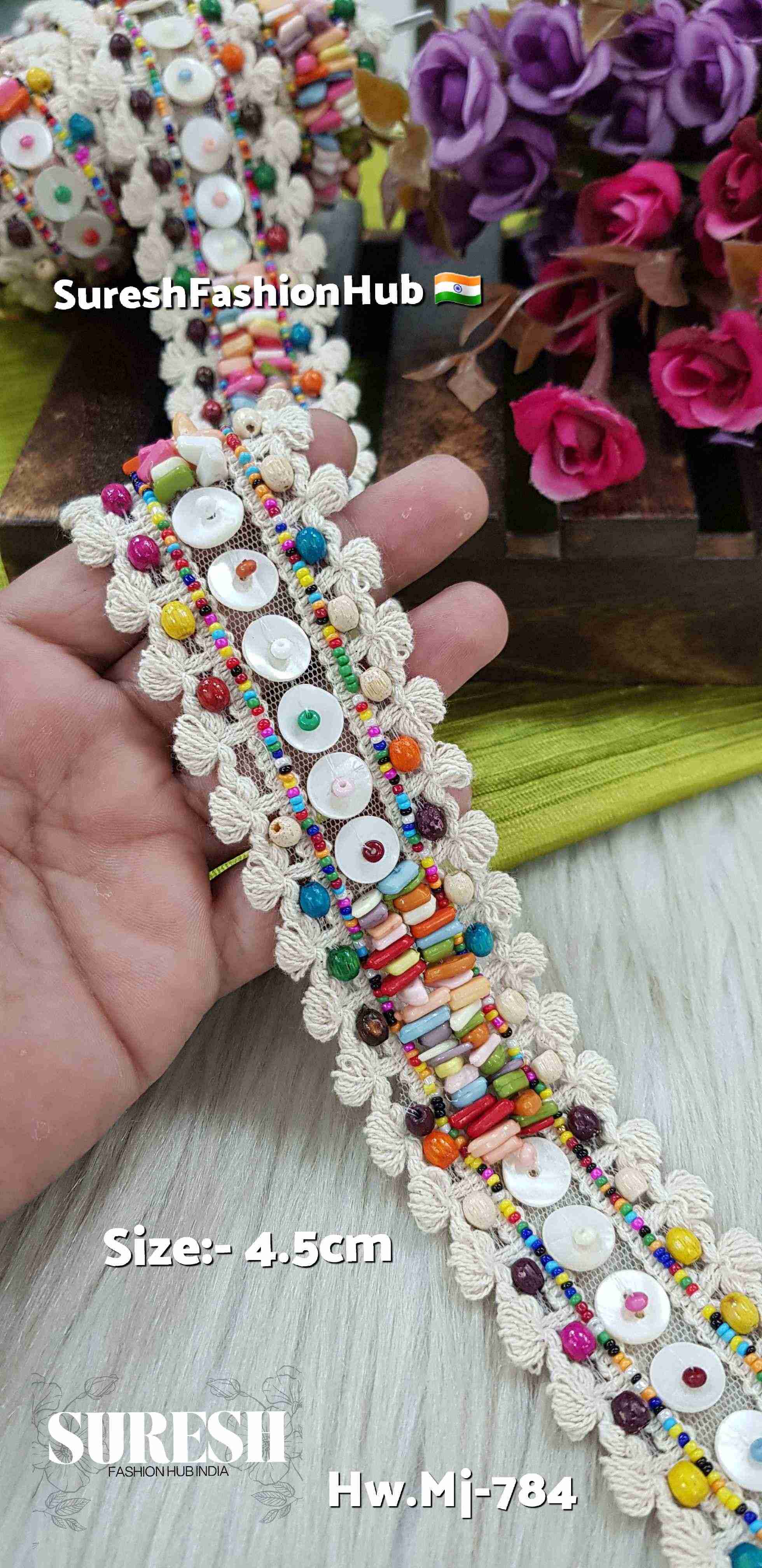 Dual-Side Jhalar Boho Handmade Lace - Hw.Mj-784