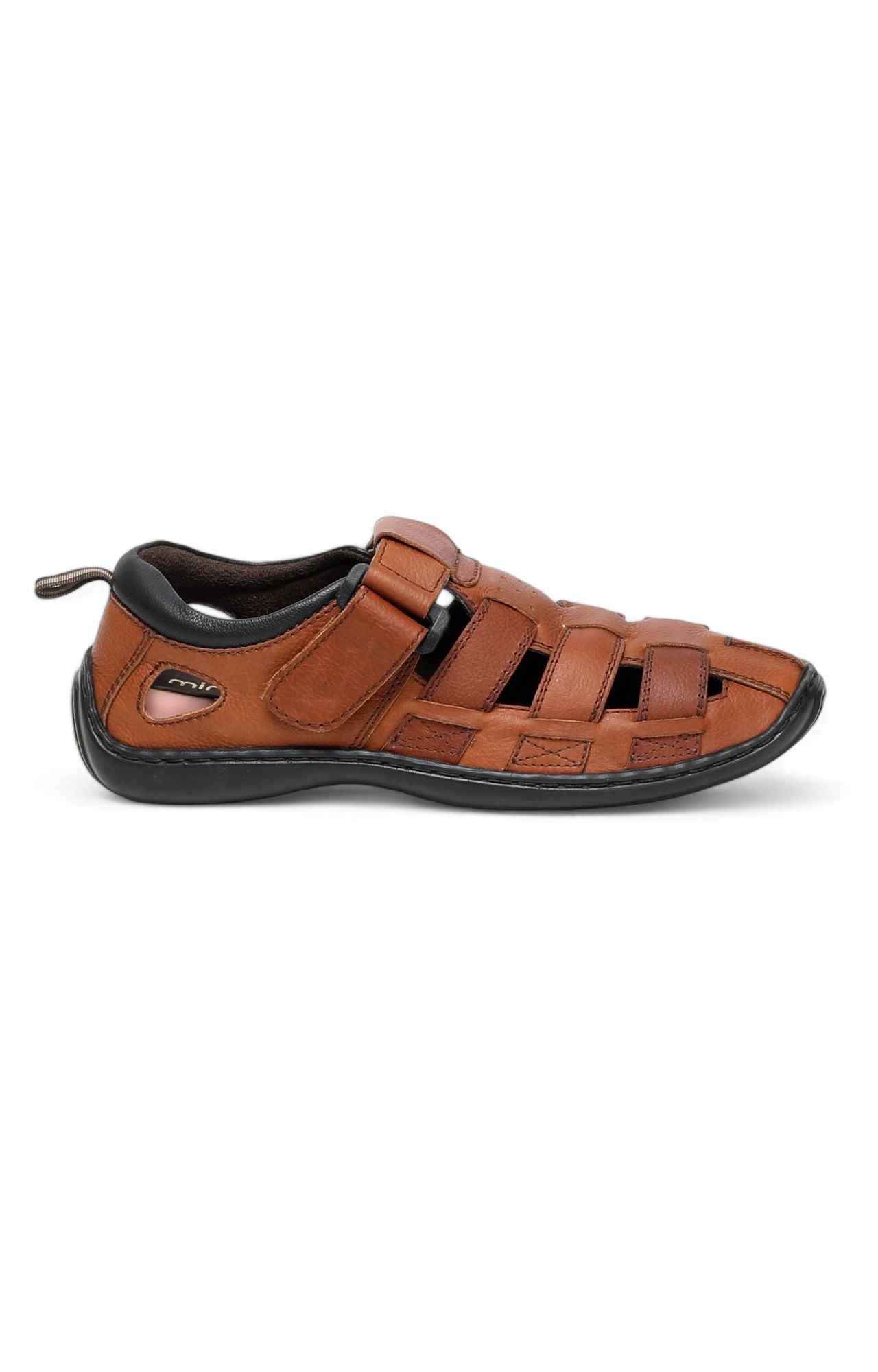 Men Tan Color Velcro Fastening Sandal
