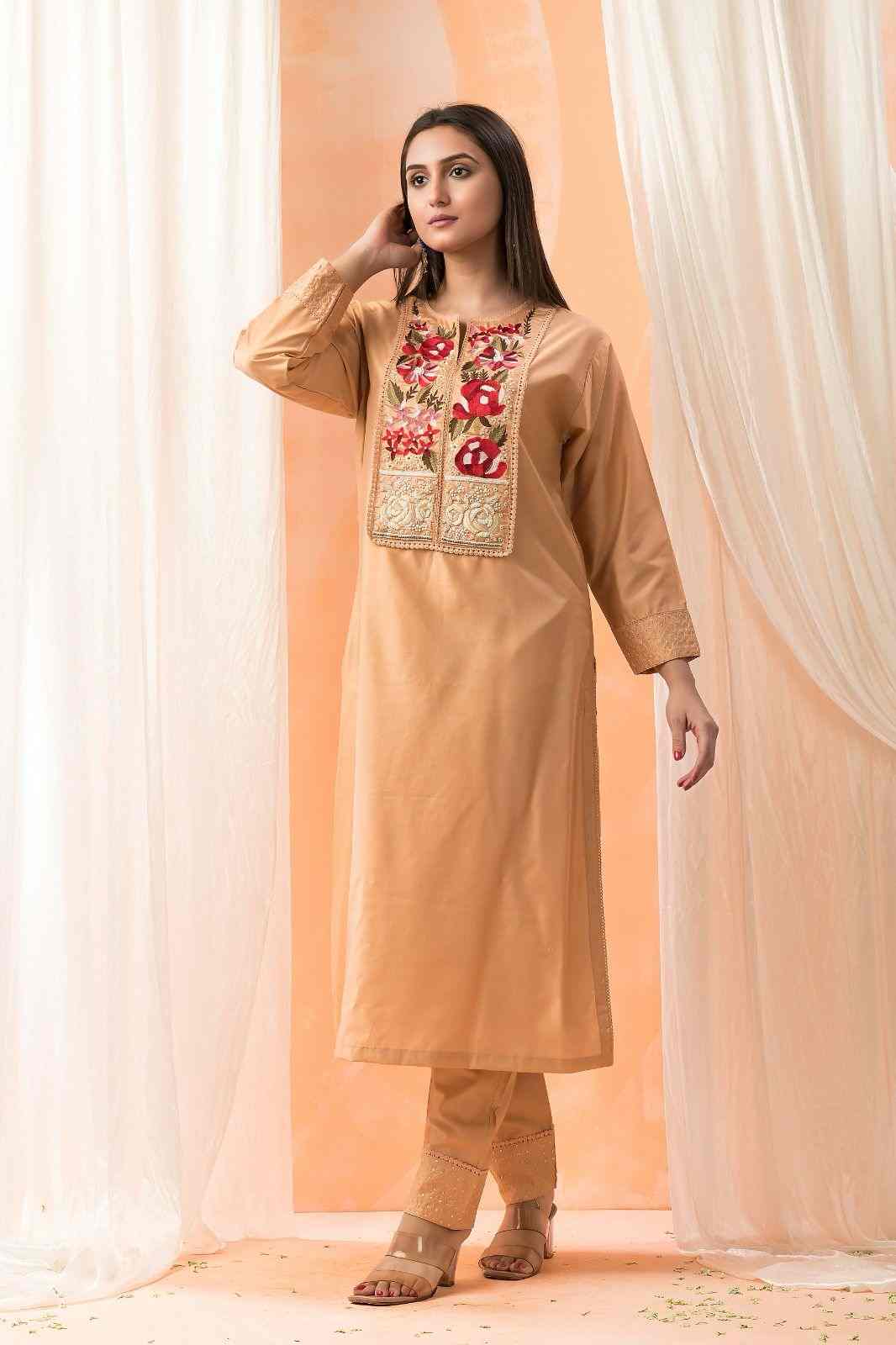 Elegant Peach Silk Kurta Set – A Blend of Grace & Comfort
