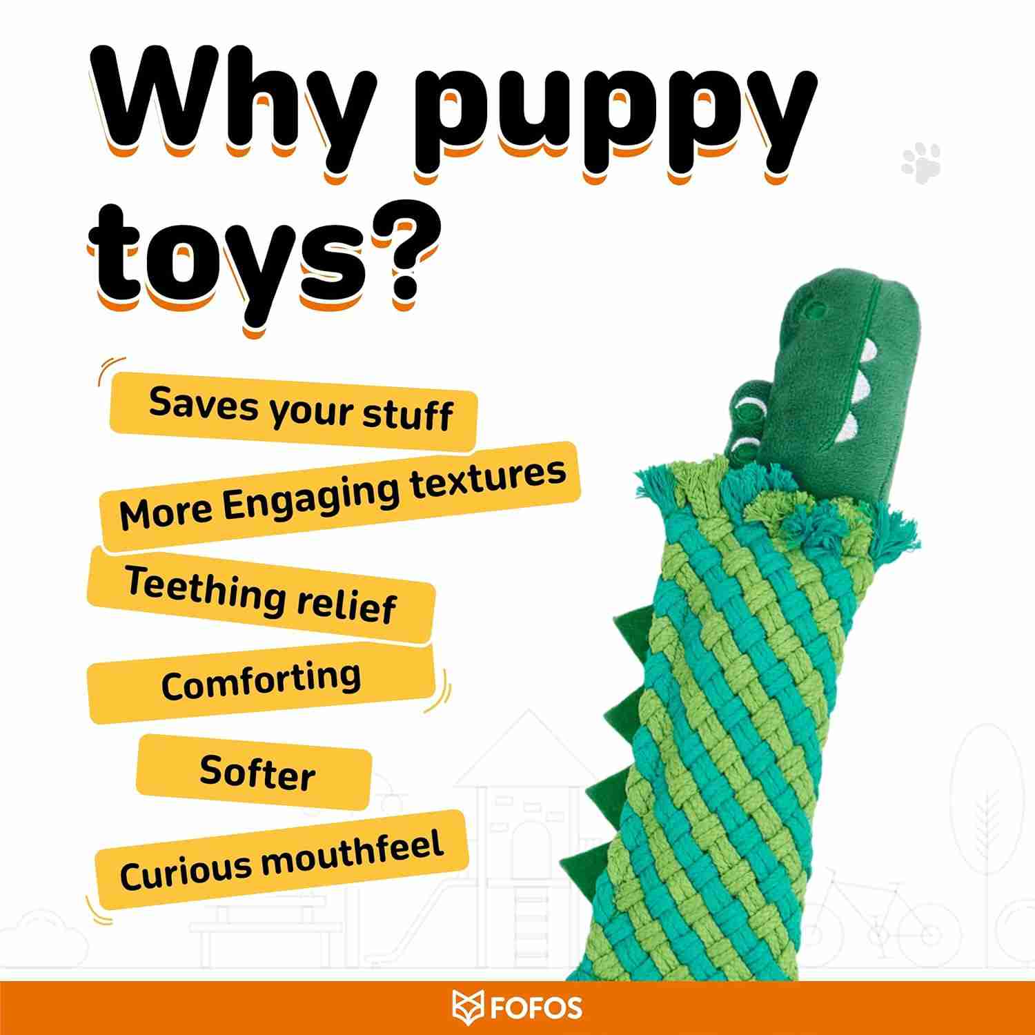 Barkbutler Fofos Dental Crocodile Toy for Dogs 36 CM