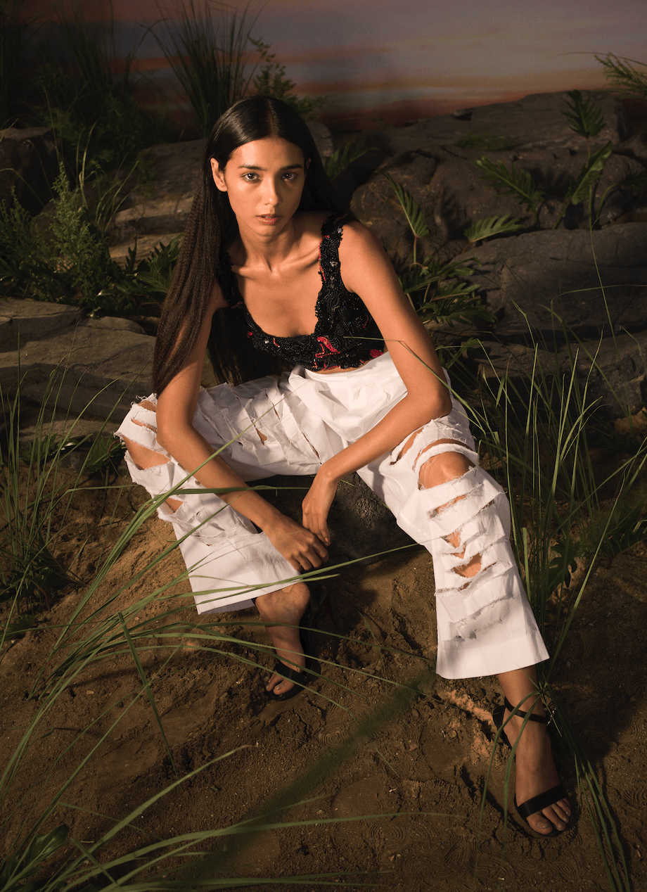 EMBROIDERED CROP TOP
