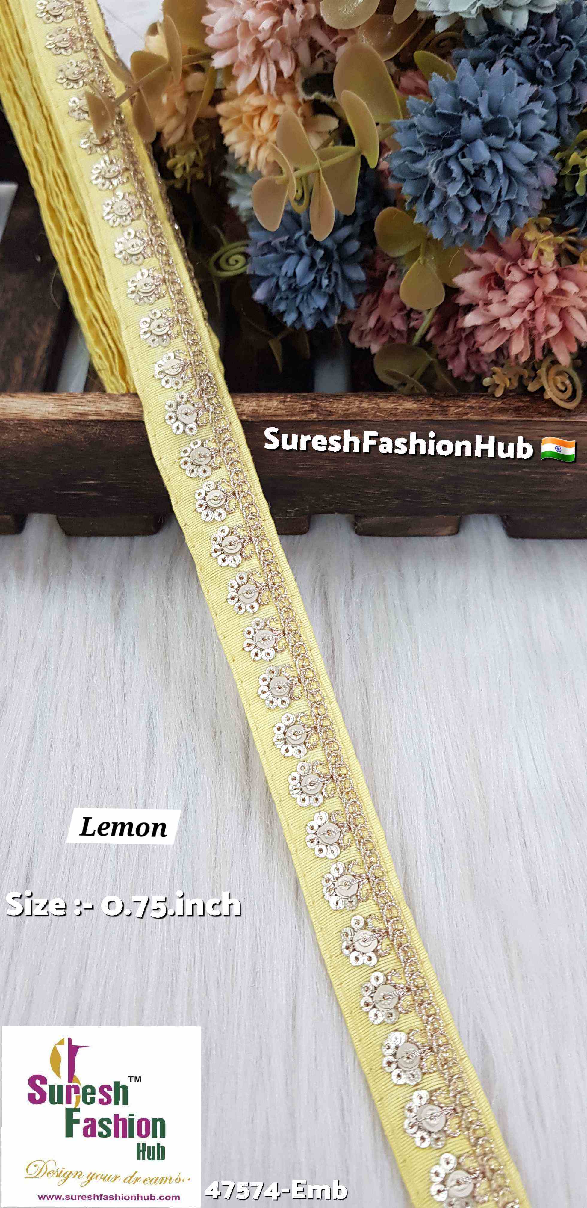 Embroidery Lemon Sunshine Surat Silk
