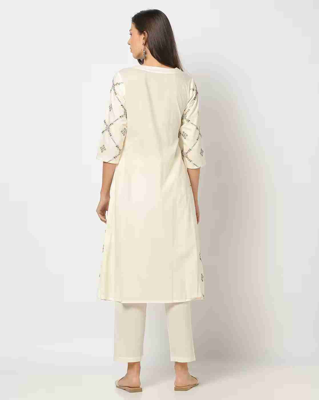 KRITA | Women Embroidered A-Line Kurta & Pants Set|2
