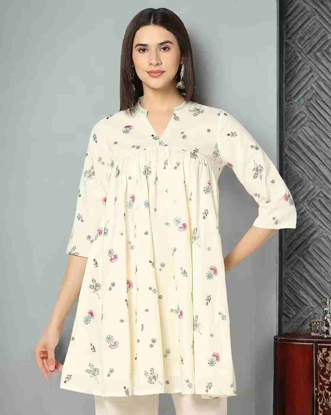 KRITA | Women Floral Embroidered Flared Kurta & Pants Set|0