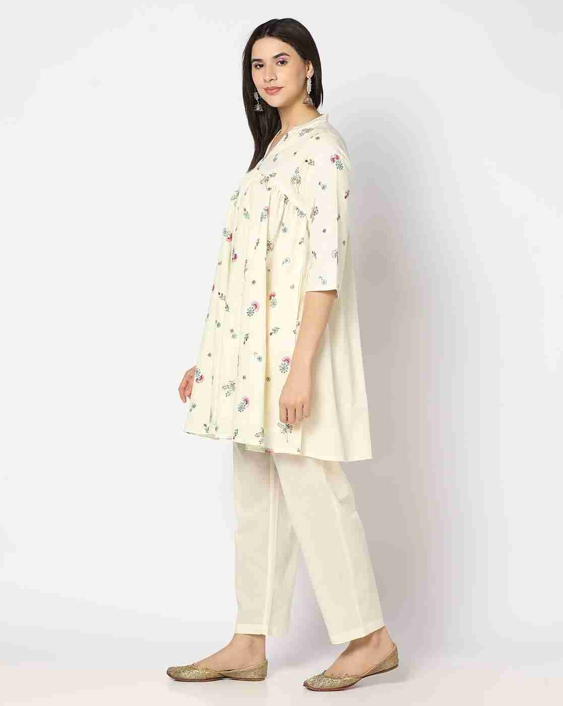 KRITA | Women Floral Embroidered Flared Kurta & Pants Set|1